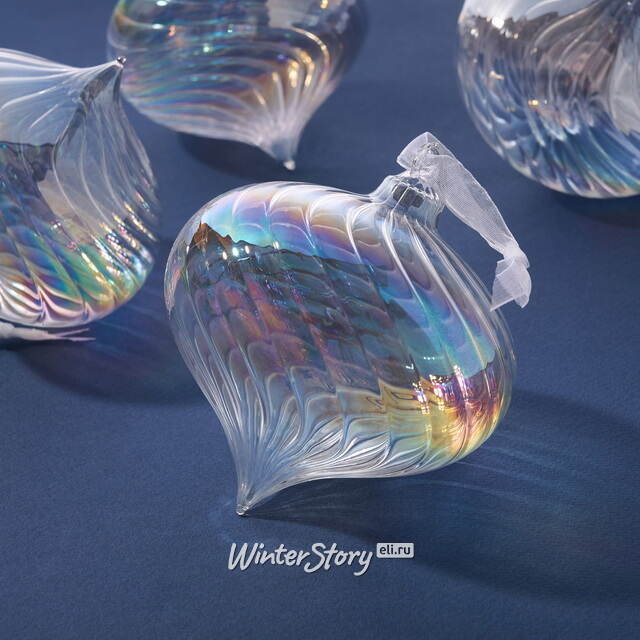 Елочные игрушки луковки Fiume-Veneto Chiaro 11 см, 4 шт, стекло Winter Deco