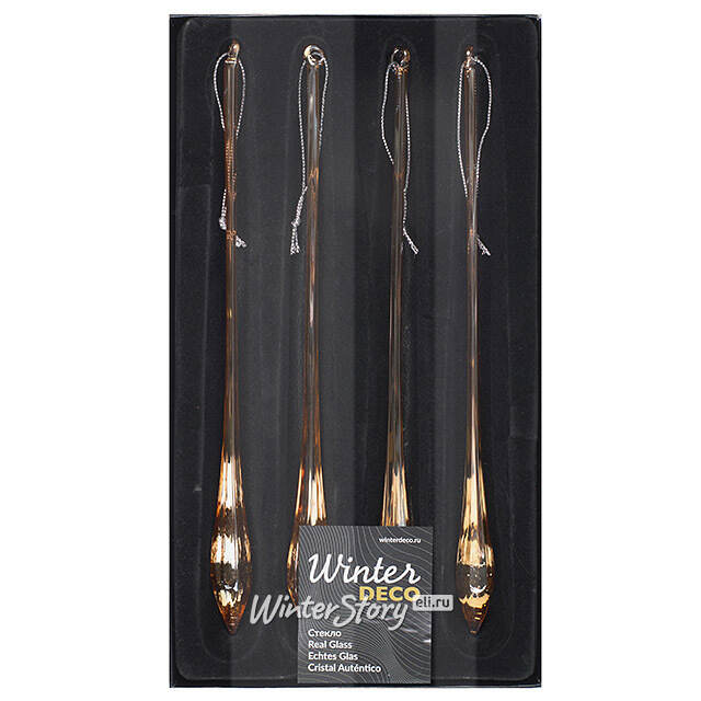 Елочные игрушки Сосульки Dravit 25 см, 4 шт, стекло Winter Deco