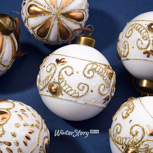 Елочные шары Kerkinitida Bianca 8 см, 6 шт, стекло Winter Deco