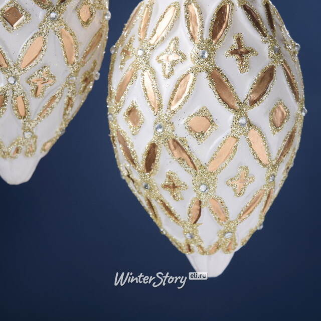 Елочные игрушки Gufo Bianco 16 см, 3 шт, стекло Winter Deco