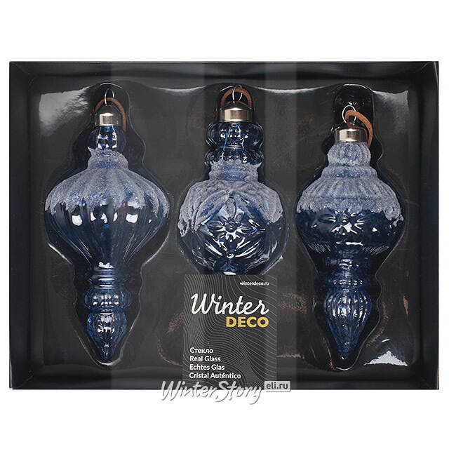 Елочные игрушки Velarium 12-14 см, 3 шт, стекло Winter Deco
