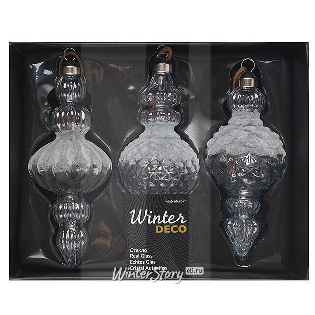 Елочные игрушки Satsellum 15-16 см, 3 шт, стекло Winter Deco