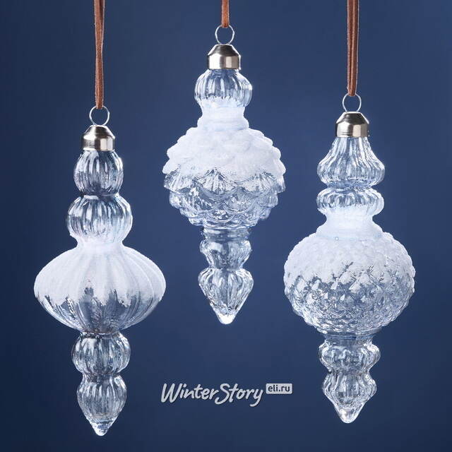 Елочные игрушки Satsellum 15-16 см, 3 шт, стекло Winter Deco