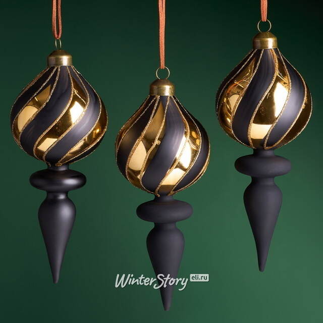 Елочные игрушки Arabesque 17 см, 3 шт, стекло Winter Deco