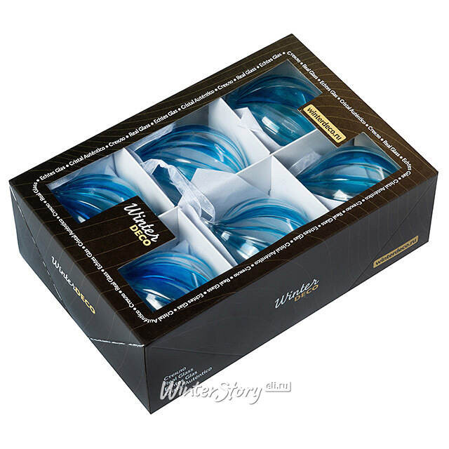 Елочные шары Macchie Blu 8 см, 6 шт, стекло Winter Deco