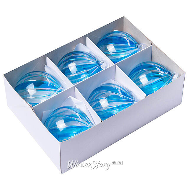 Елочные шары Macchie Blu 8 см, 6 шт, стекло Winter Deco