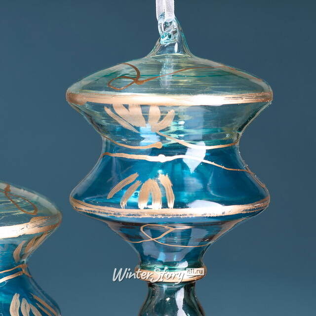 Елочные игрушки Lanterna Azzurra 14 см, 3 шт, стекло Winter Deco