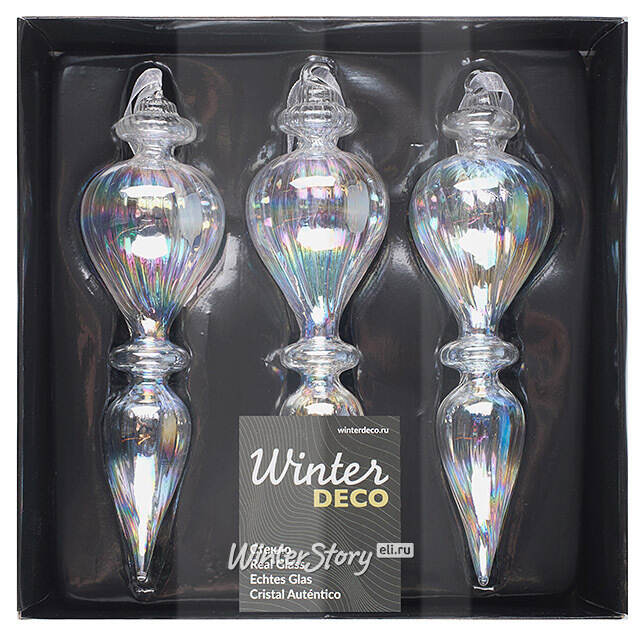 Елочные игрушки Fiume-Veneto: Barishano 17 см, 3 шт, стекло Winter Deco