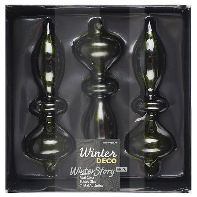 Елочные игрушки Fata Verde 17 см, 3 шт, стекло Winter Deco