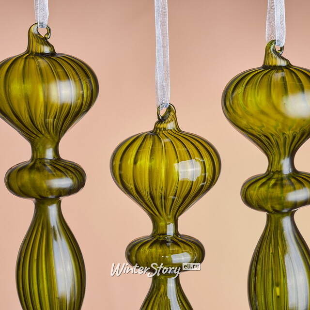 Елочные игрушки Fata Verde 17 см, 3 шт, стекло Winter Deco