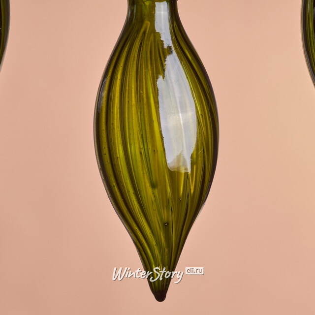 Елочные игрушки Fata Verde 17 см, 3 шт, стекло Winter Deco