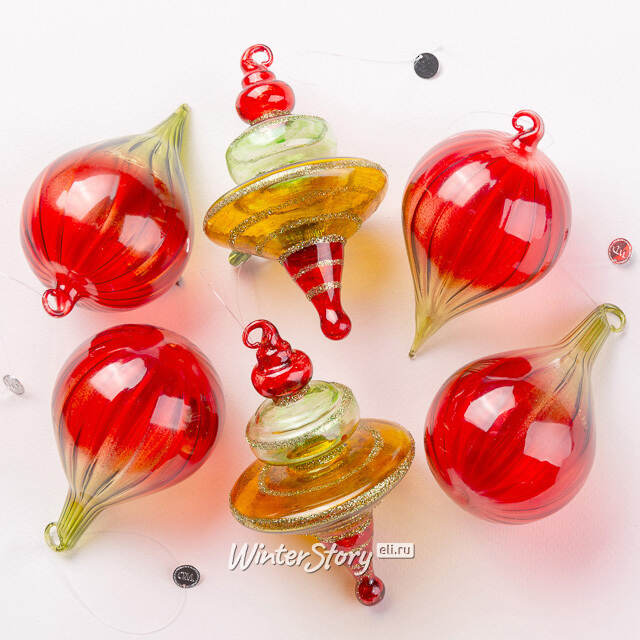 Елочные игрушки Follia Alla Fragola 11 см, 6 шт, стекло Winter Deco
