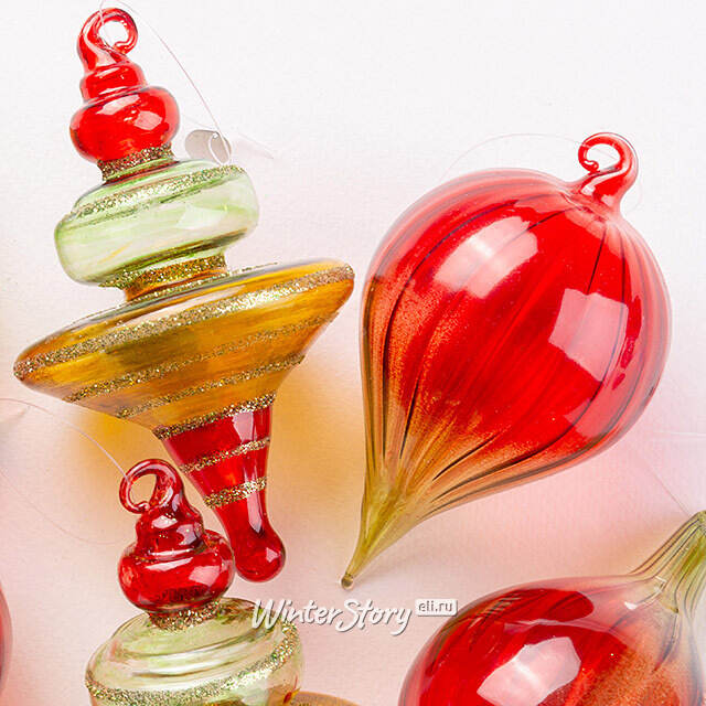 Елочные игрушки Follia Alla Fragola 11 см, 6 шт, стекло Winter Deco