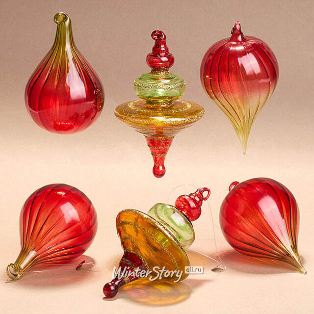 Елочные игрушки Follia Alla Fragola 11 см, 6 шт, стекло Winter Deco