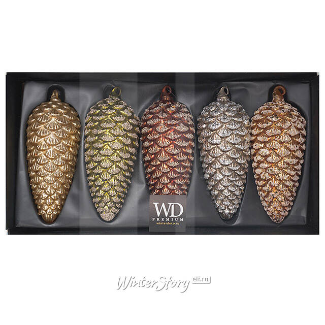 Елочные игрушки Шишки - Diamanti Foresta 20 см, 4 шт, стекло, уцененные Winter Deco