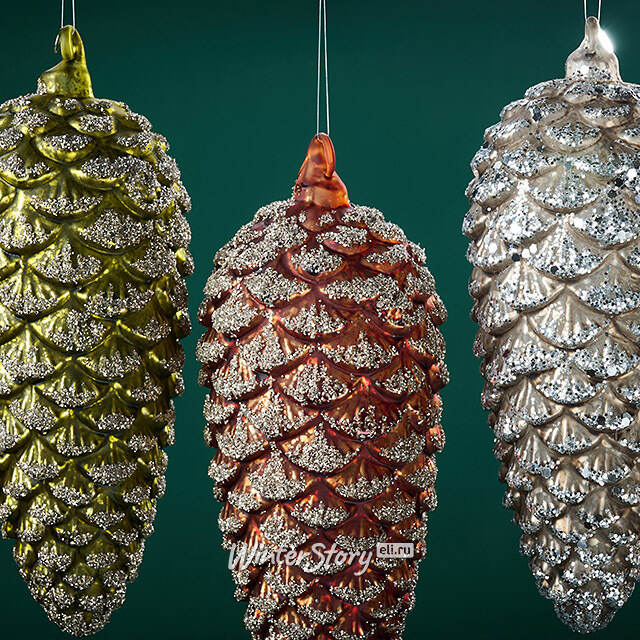 Елочные игрушки Шишки - Diamanti Foresta 20 см, 4 шт, стекло, уцененные Winter Deco