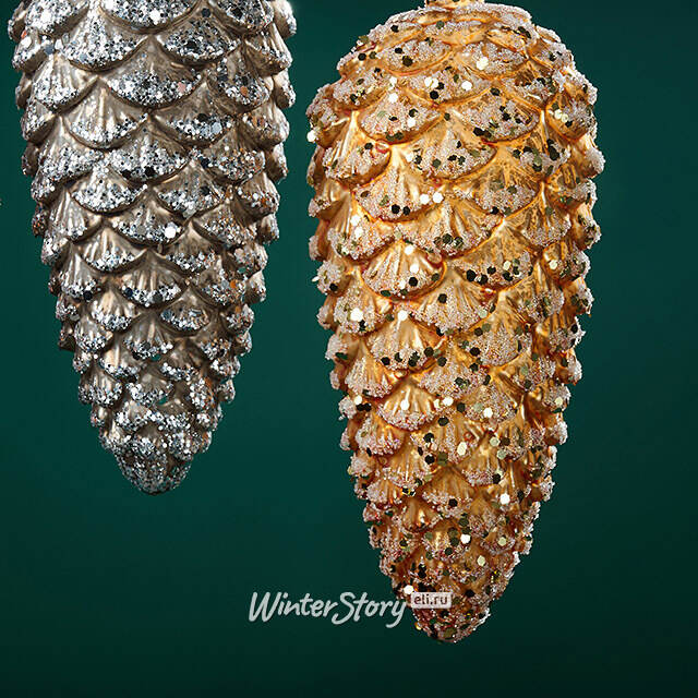 Елочные игрушки Шишки - Diamanti Foresta 20 см, 4 шт, стекло, уцененные Winter Deco