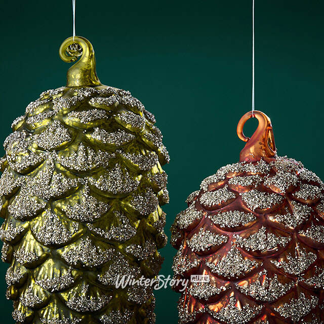 Елочные игрушки Шишки - Diamanti Foresta 20 см, 4 шт, стекло, уцененные Winter Deco