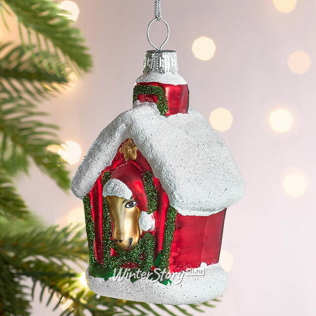 Елочная игрушка Новогодняя Конюшня 10 см, стекло Winter Deco