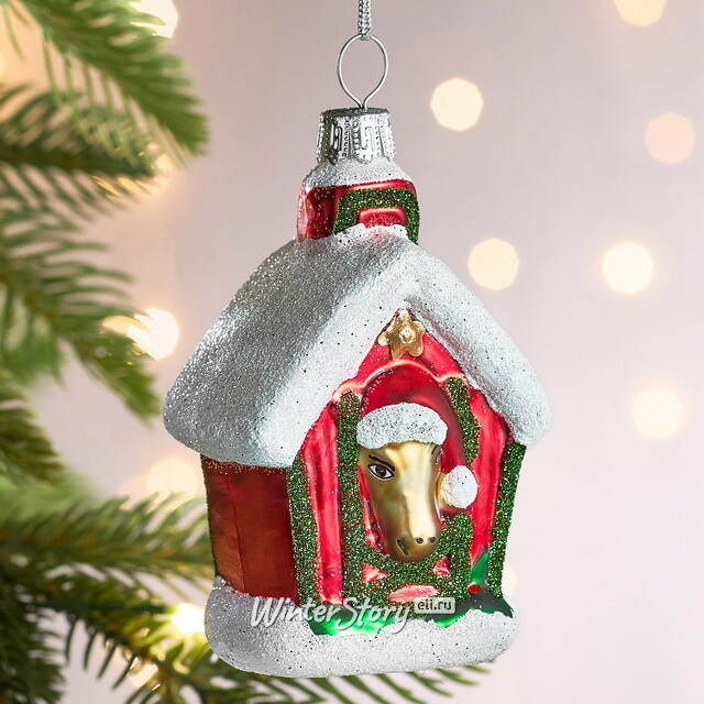 Елочная игрушка Новогодняя Конюшня 10 см, стекло Winter Deco