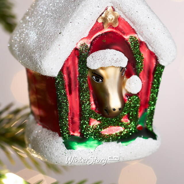 Елочная игрушка Новогодняя Конюшня 10 см, стекло Winter Deco