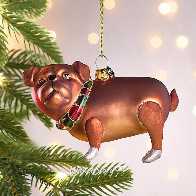 Елочная игрушка Пес Бублик 11 см, стекло Winter Deco