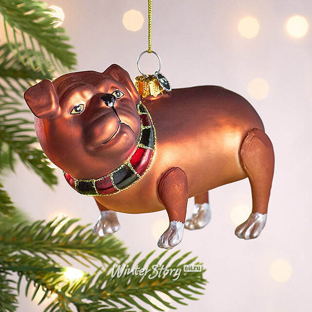 Елочная игрушка Пес Бублик 11 см, стекло Winter Deco