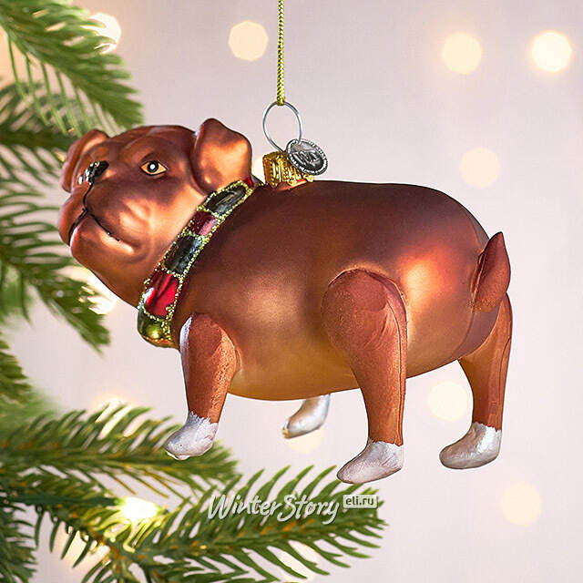 Елочная игрушка Пес Бублик 11 см, стекло Winter Deco