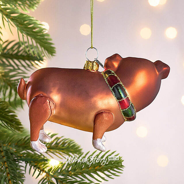 Елочная игрушка Пес Бублик 11 см, стекло Winter Deco