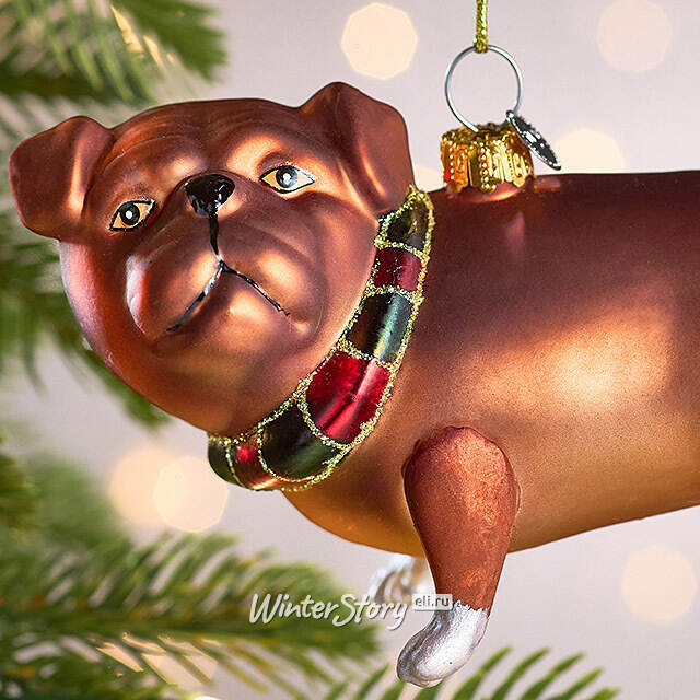 Елочная игрушка Пес Бублик 11 см, стекло Winter Deco