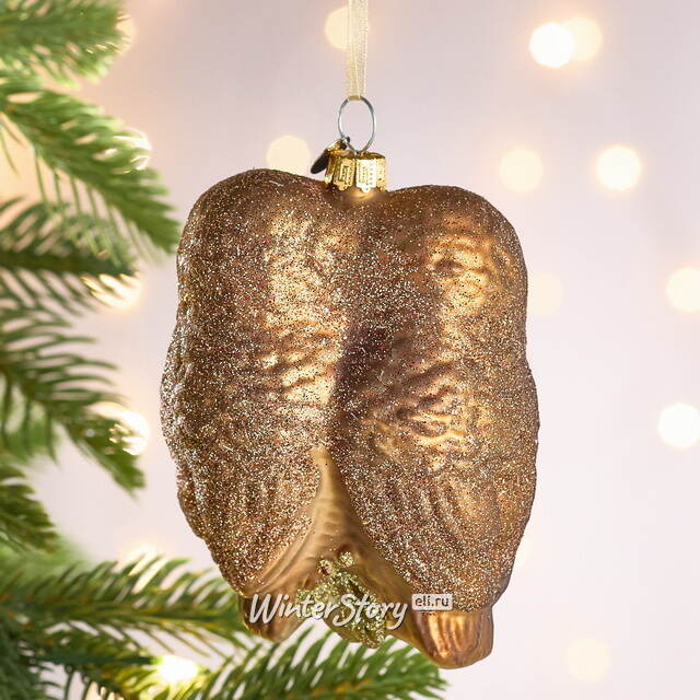 Елочная игрушка Полярные Совы на ветке 10 см в подарочной коробке, стекло Winter Deco