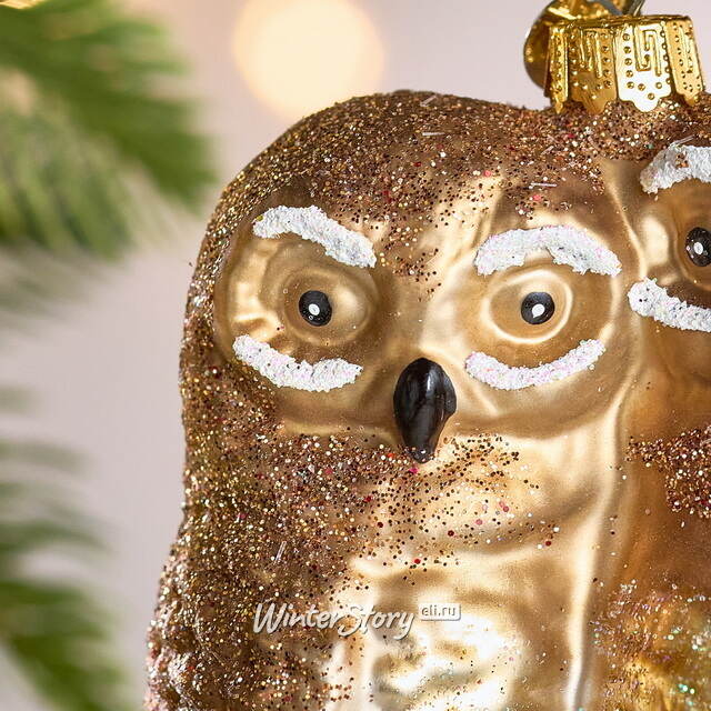 Елочная игрушка Полярные Совы на ветке 10 см в подарочной коробке, стекло Winter Deco