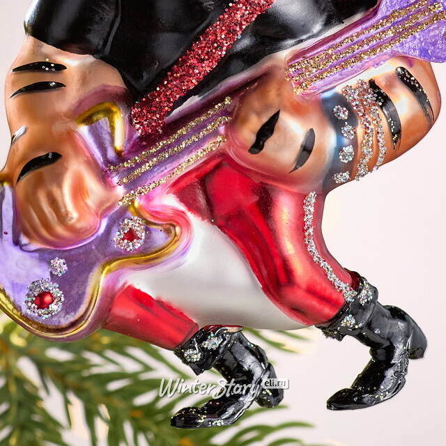 Елочная игрушка Тигр Джеральд с гитарой 14 см в подарочной коробке, стекло Winter Deco