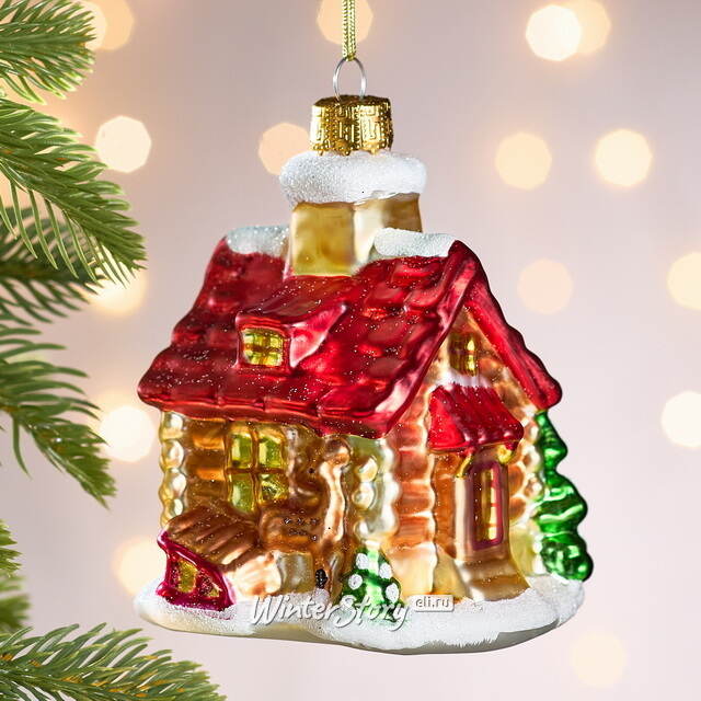 Елочная игрушка Избушка из Донридж 12 см, стекло Winter Deco