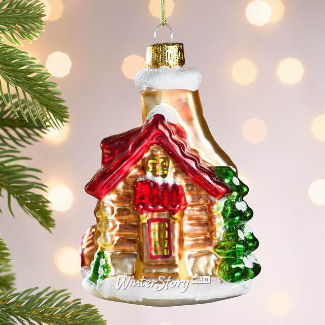 Елочная игрушка Избушка из Донридж 12 см, стекло Winter Deco