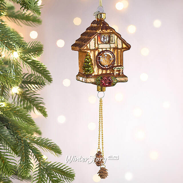 Елочная игрушка Часы с кукушкой - Festive Moment 25 см в подарочной коробке, стекло Winter Deco