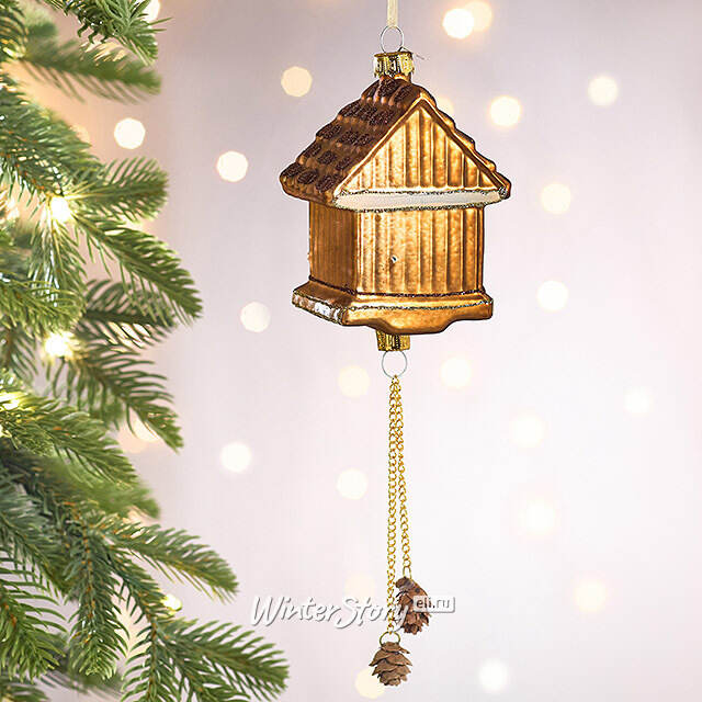 Елочная игрушка Часы с кукушкой - Festive Moment 25 см в подарочной коробке, стекло Winter Deco