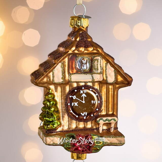 Елочная игрушка Часы с кукушкой - Festive Moment 25 см в подарочной коробке, стекло Winter Deco