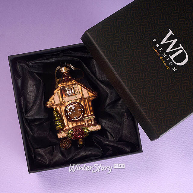 Елочная игрушка Часы с кукушкой - Festive Moment 25 см в подарочной коробке, стекло Winter Deco