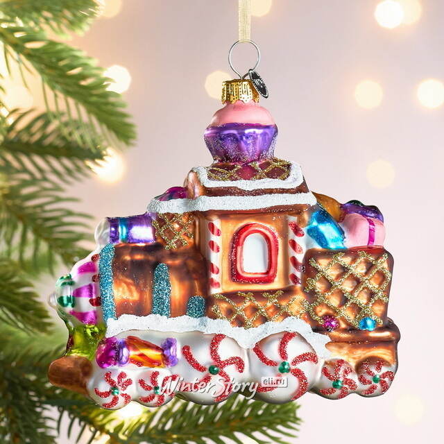 Елочная игрушка Паровозик из Карамельной Страны 11 см в подарочной коробке, стекло Winter Deco