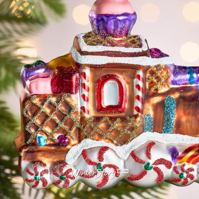 Елочная игрушка Паровозик из Карамельной Страны 11 см в подарочной коробке, стекло Winter Deco