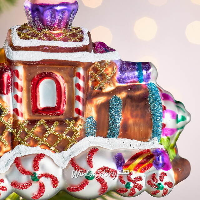 Елочная игрушка Паровозик из Карамельной Страны 11 см в подарочной коробке, стекло Winter Deco