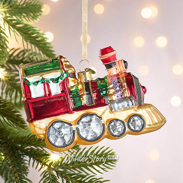 Елочная игрушка Поезд - Искры Праздника 12 см, стекло Winter Deco