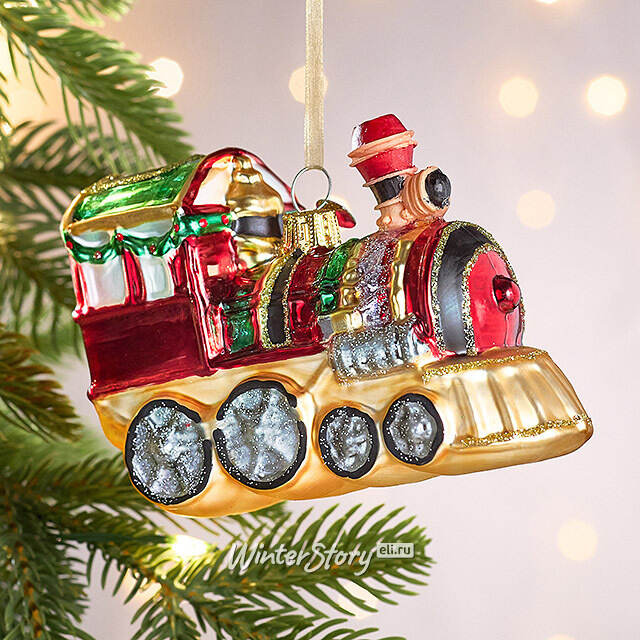 Елочная игрушка Поезд - Искры Праздника 12 см, стекло Winter Deco