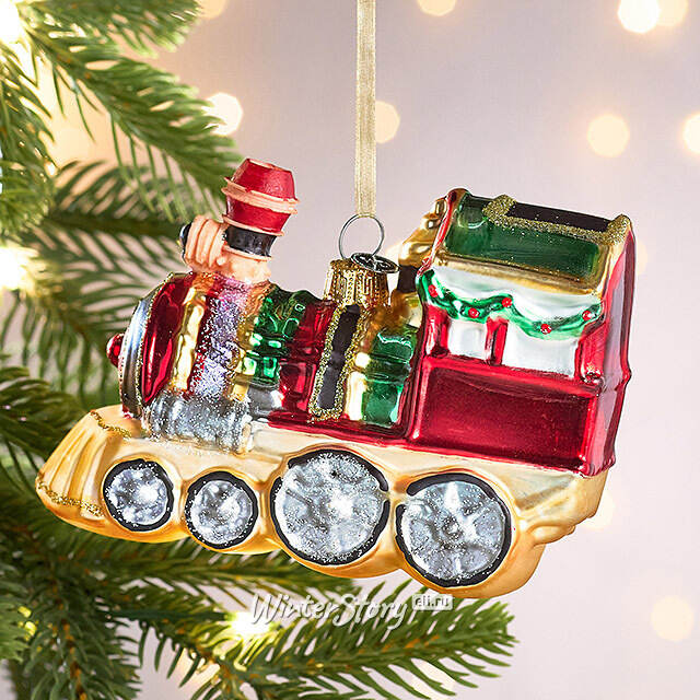 Елочная игрушка Поезд - Искры Праздника 12 см, стекло Winter Deco
