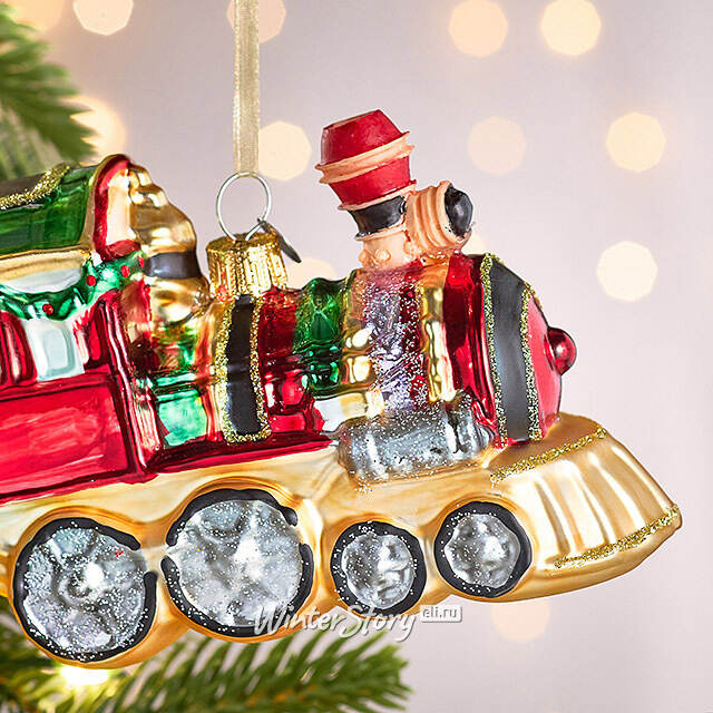 Елочная игрушка Поезд - Искры Праздника 12 см, стекло Winter Deco