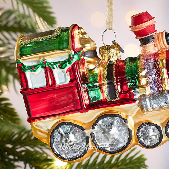 Елочная игрушка Поезд - Искры Праздника 12 см, стекло Winter Deco