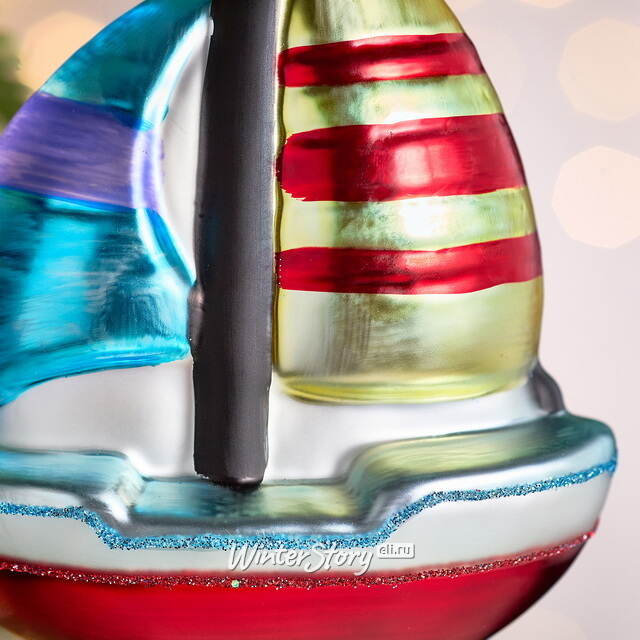 Елочная игрушка Кораблик Tendero 13 см, стекло Winter Deco