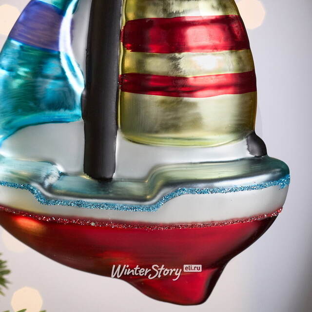 Елочная игрушка Кораблик Tendero 13 см, стекло Winter Deco