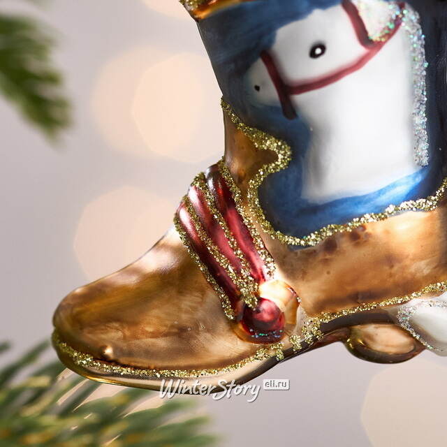 Елочная игрушка Сапожок Принца Ричарда 8 см синий, стекло Winter Deco